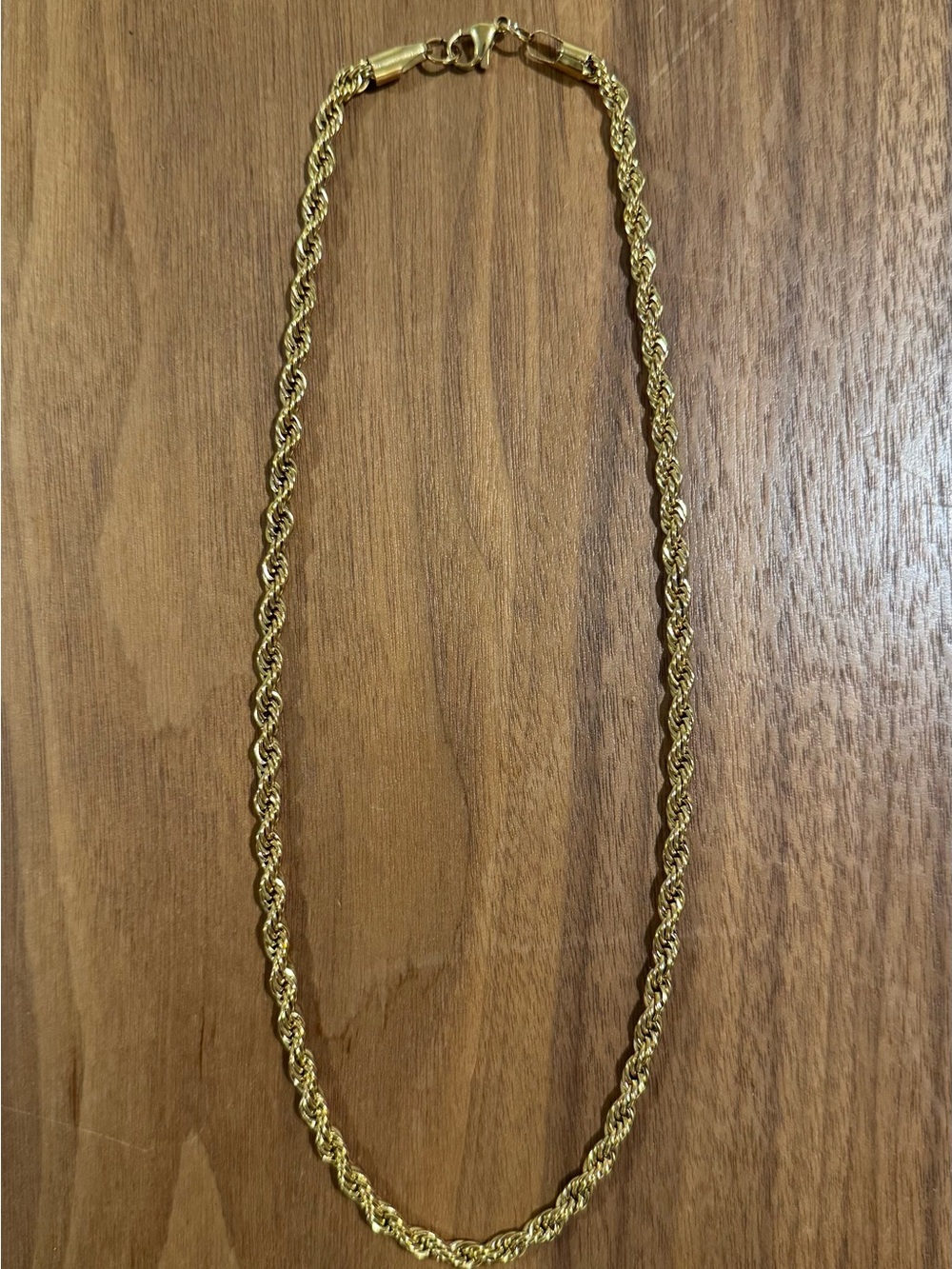5mm Gold-Tone Rope Chain Necklace – 20 Inches (Lobster Clasp)